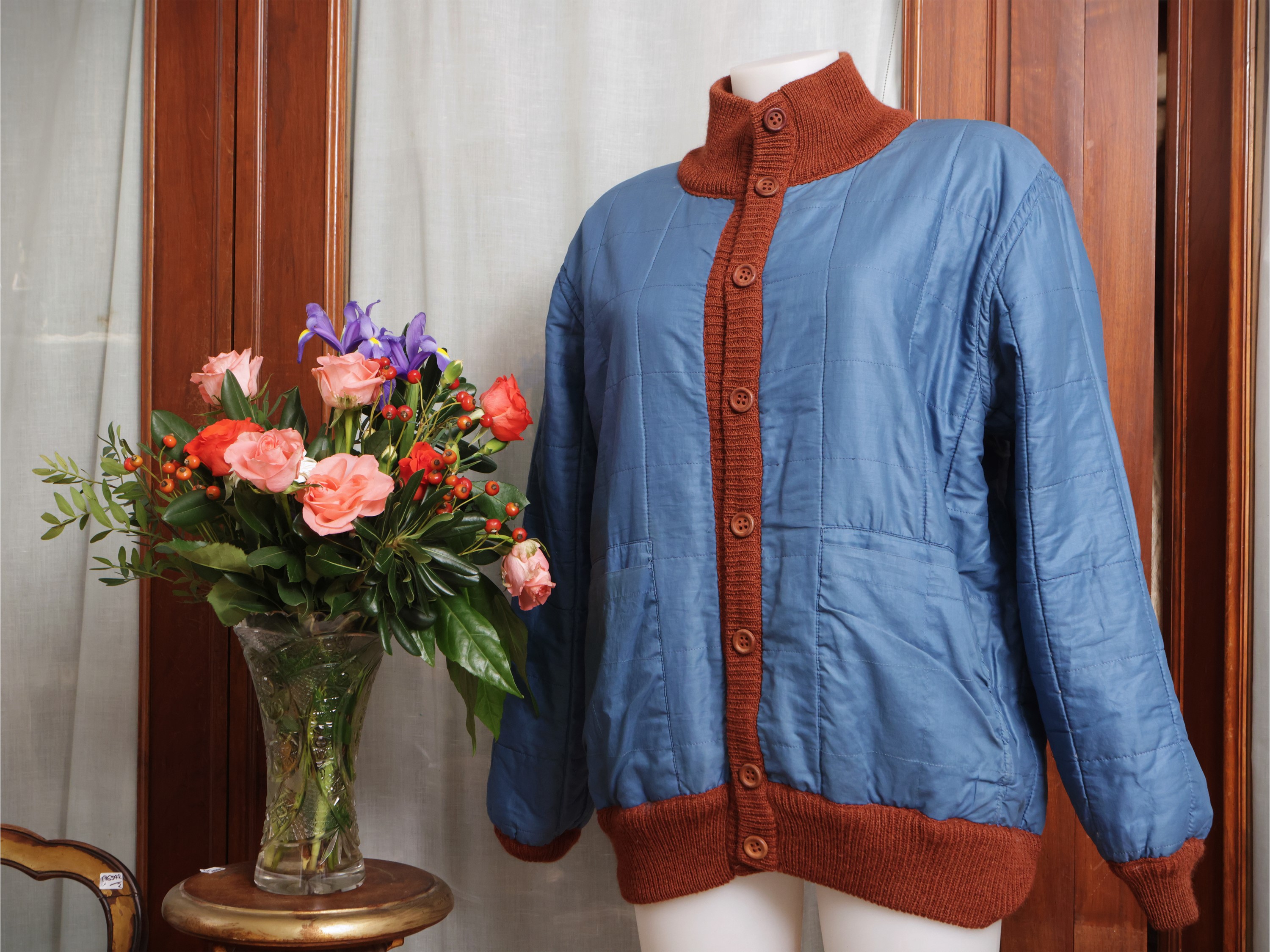 Missoni, Cardigan double-face in lana e cotone con bordure color ruggine