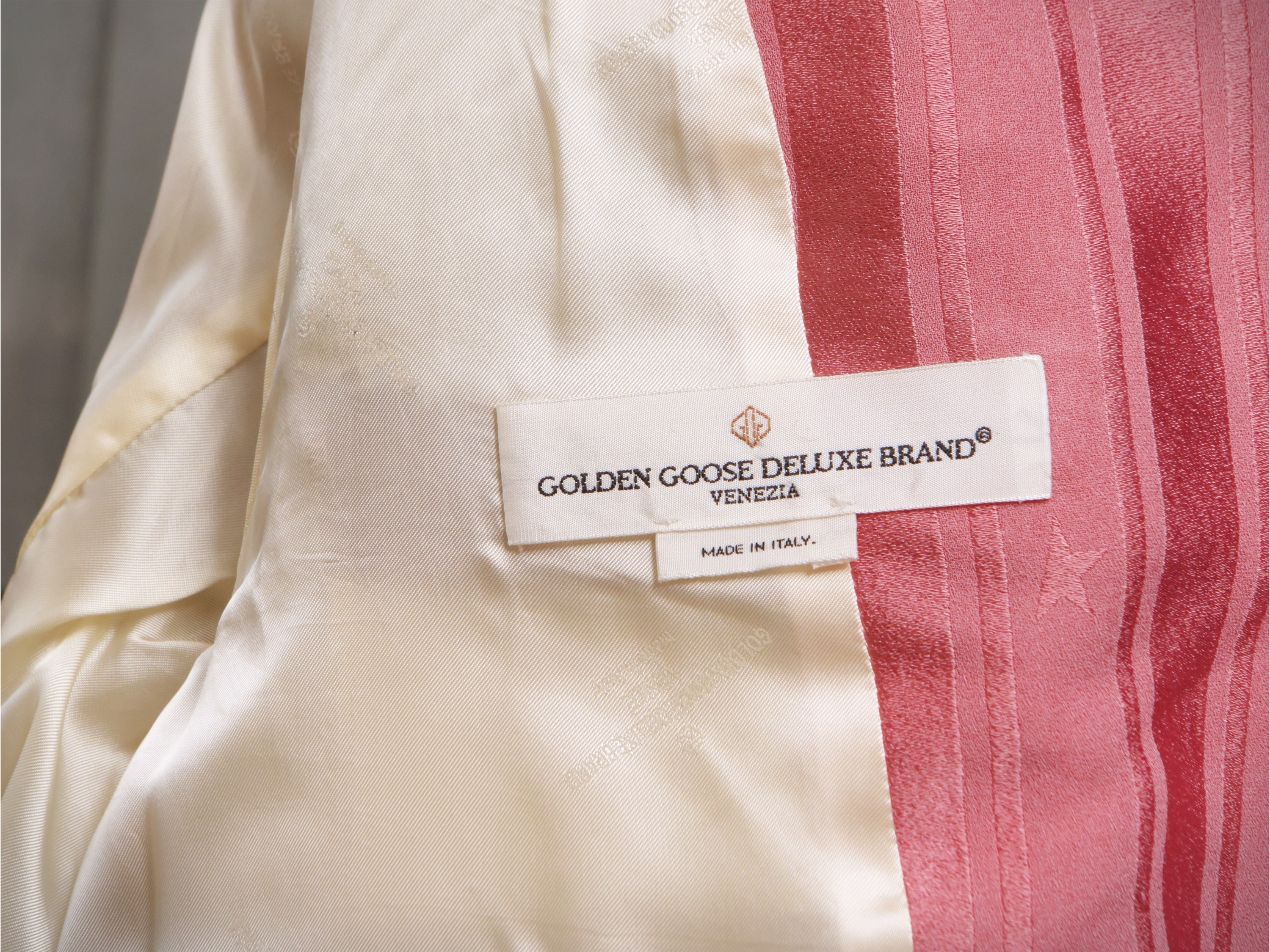 Golden Goose, Giacca da sera in velluto e seta rosa antico, modello a doppio petto