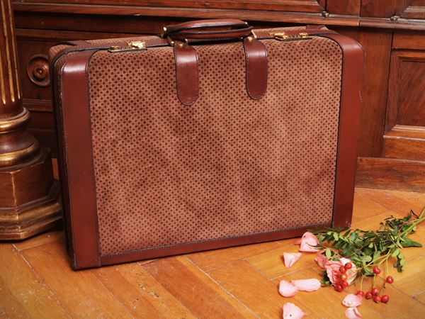 Etienne Aigner - Small rigid suitcase in brown suede and leather