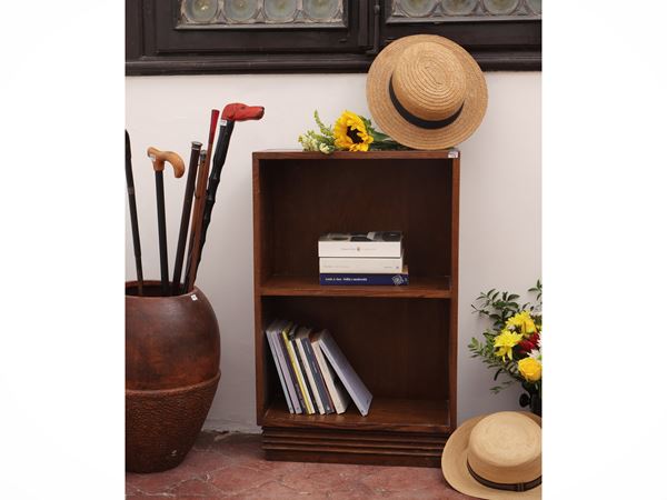Pair of small open wood open bookcases