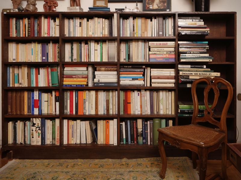 Libreria a giorno in noce, h cm 135x214x21