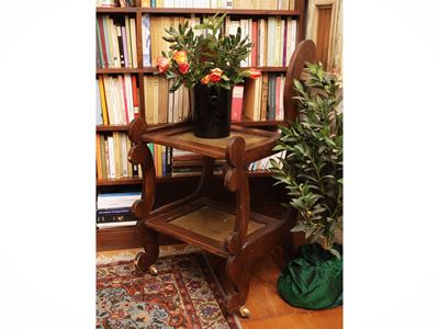 Carrello di servizio per biblioteca, noce, XIX/XX secolo