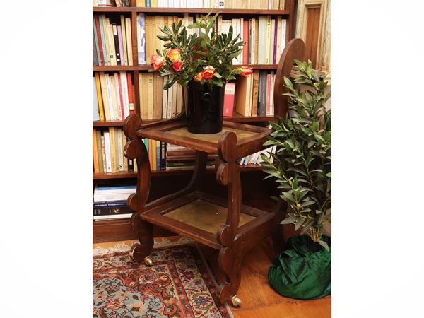 Library service trolley in walnut