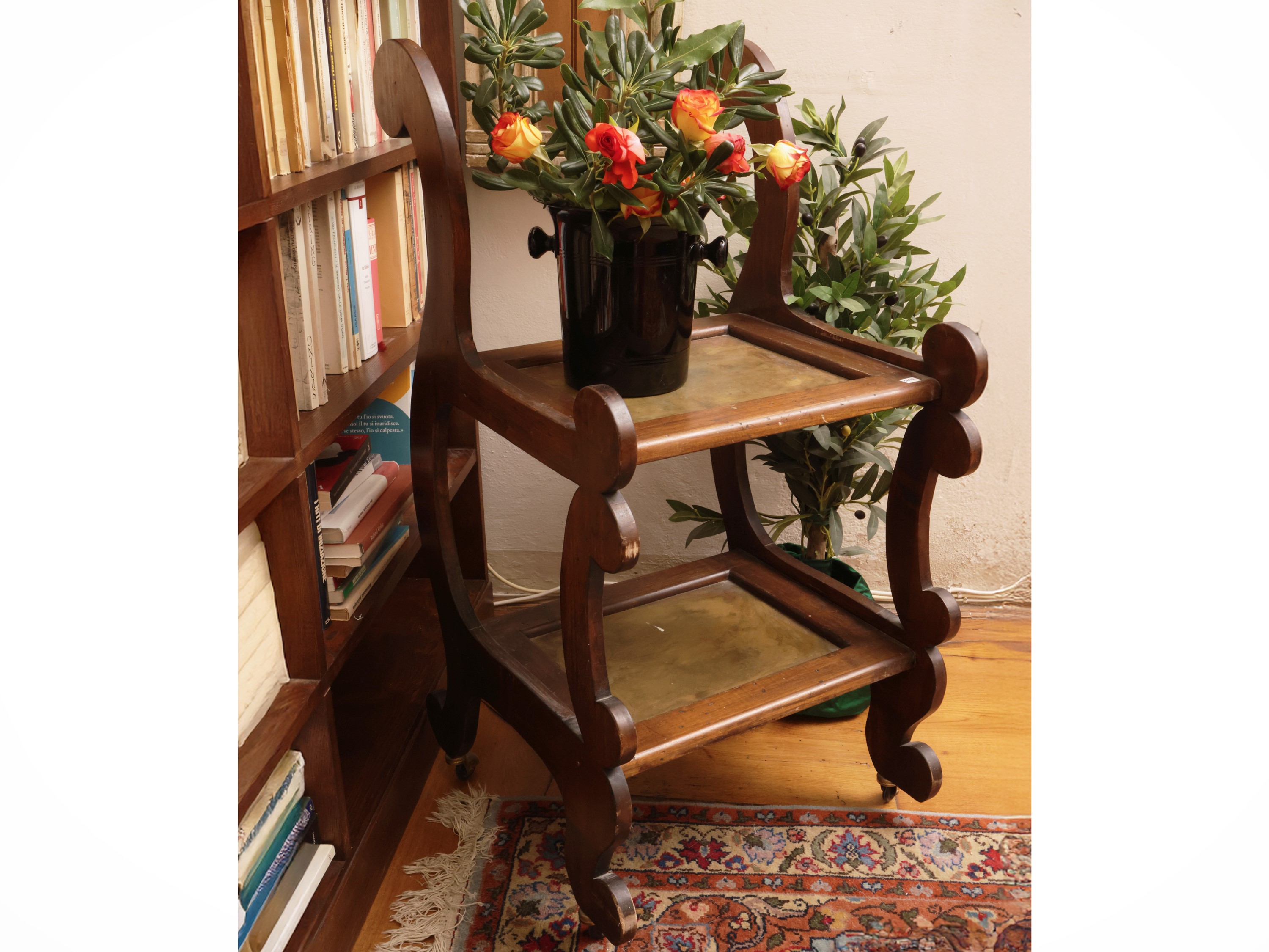 Carrello di servizio per biblioteca, noce, XIX/XX secolo