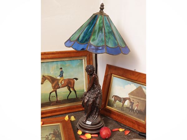Table lamp in antimony and glass paste