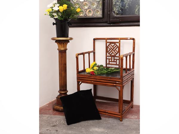 Pair of bamboo armchairs