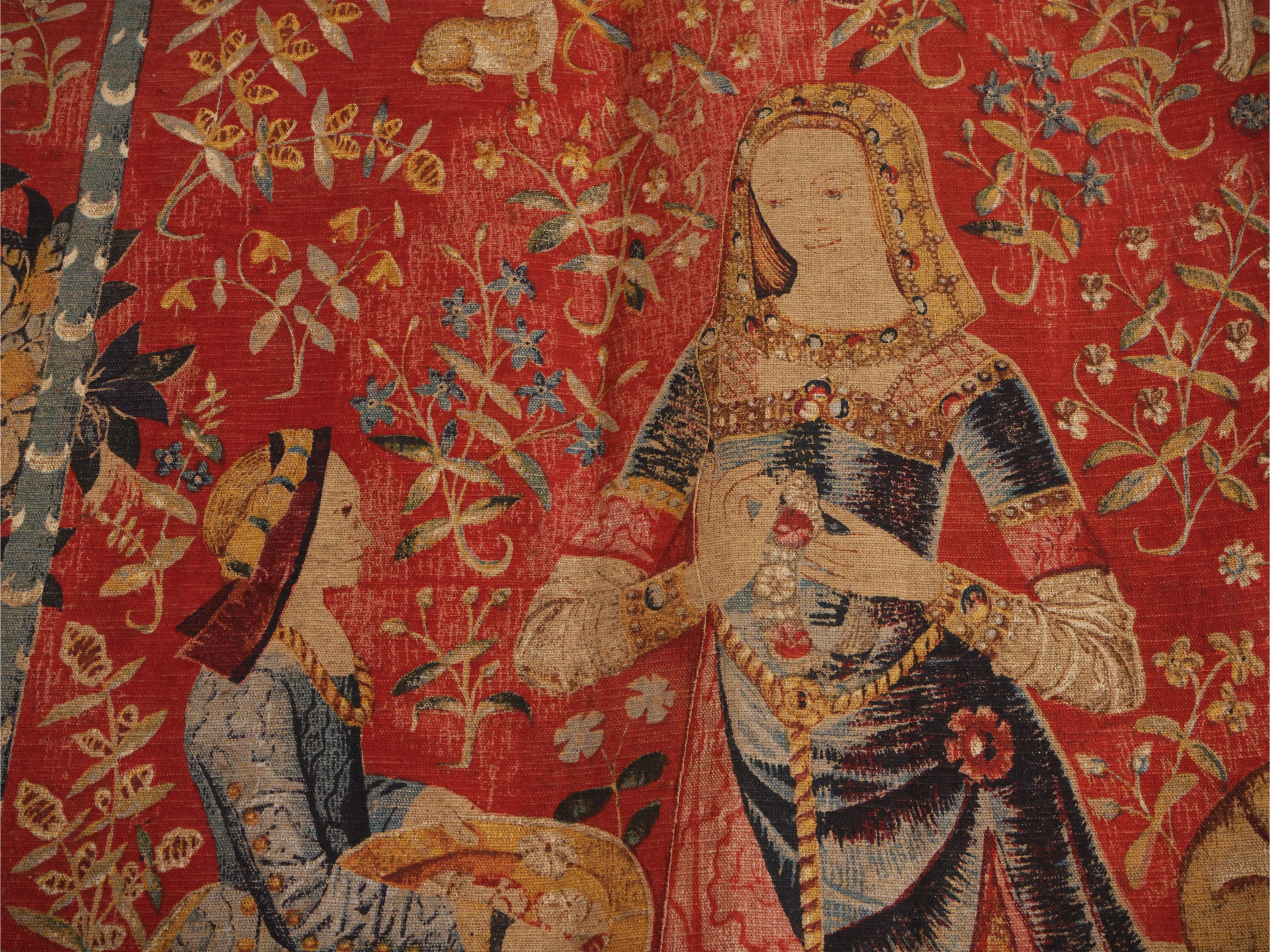 Pannello policromo, La dama e l'unicorno, XX secolo
