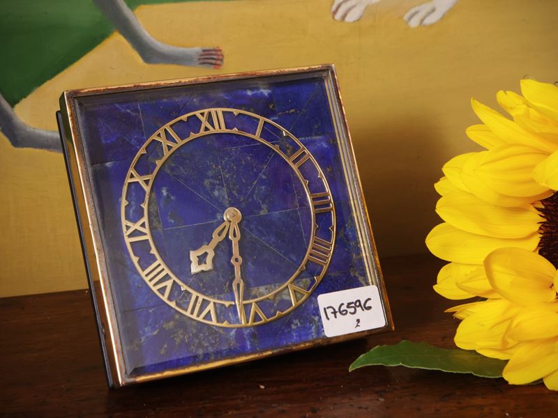 Cartier, Orologio da tavolo in lapislazzuli con quadrante a numeri romani