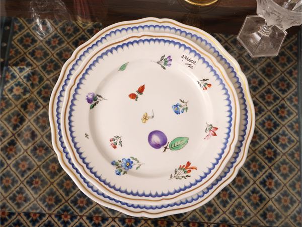 Series of porcelain dishes, Italian fruit decoration, Richard Ginori