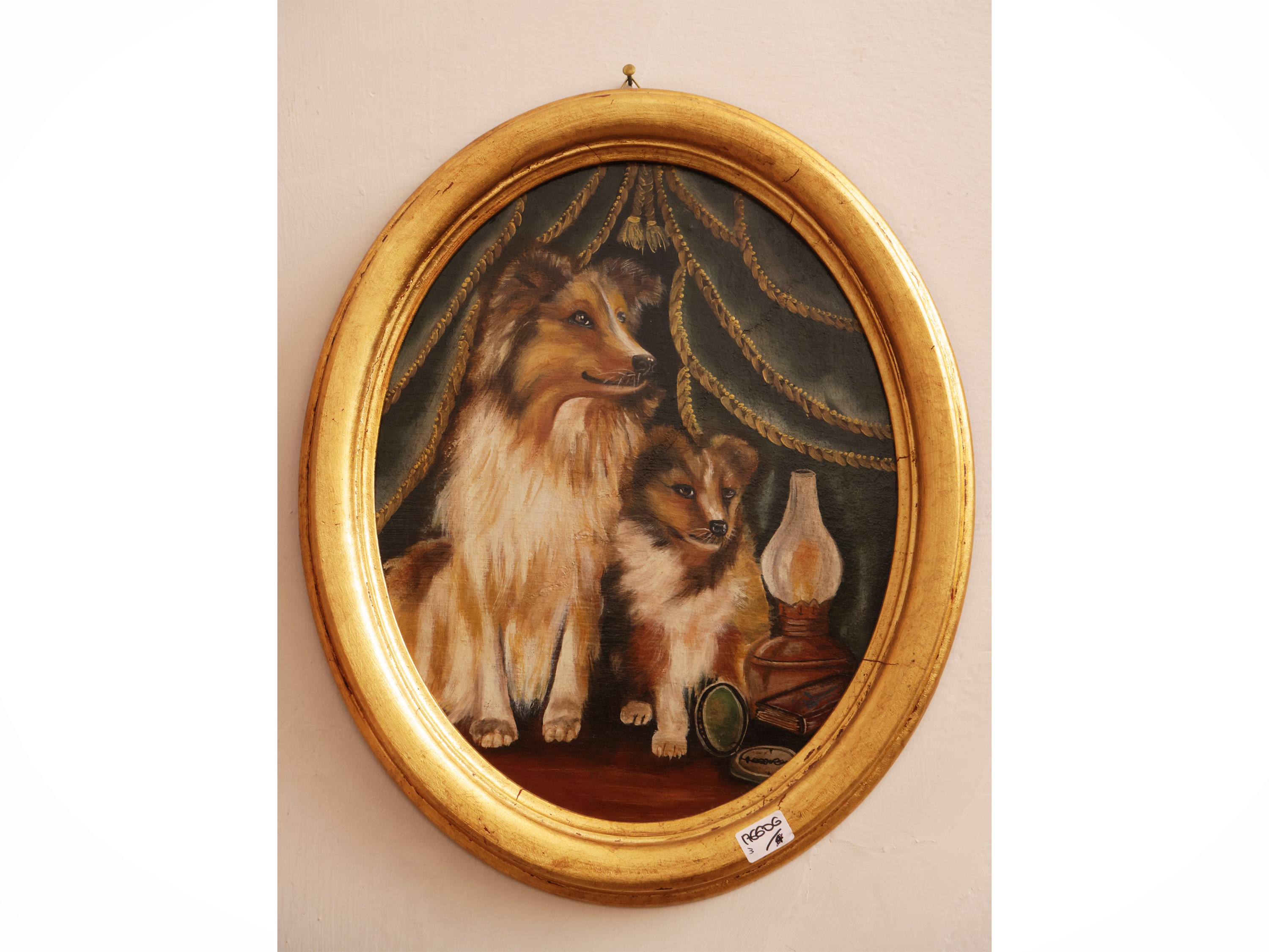Anonimo, Ritratti di cani, olio su tavoletta