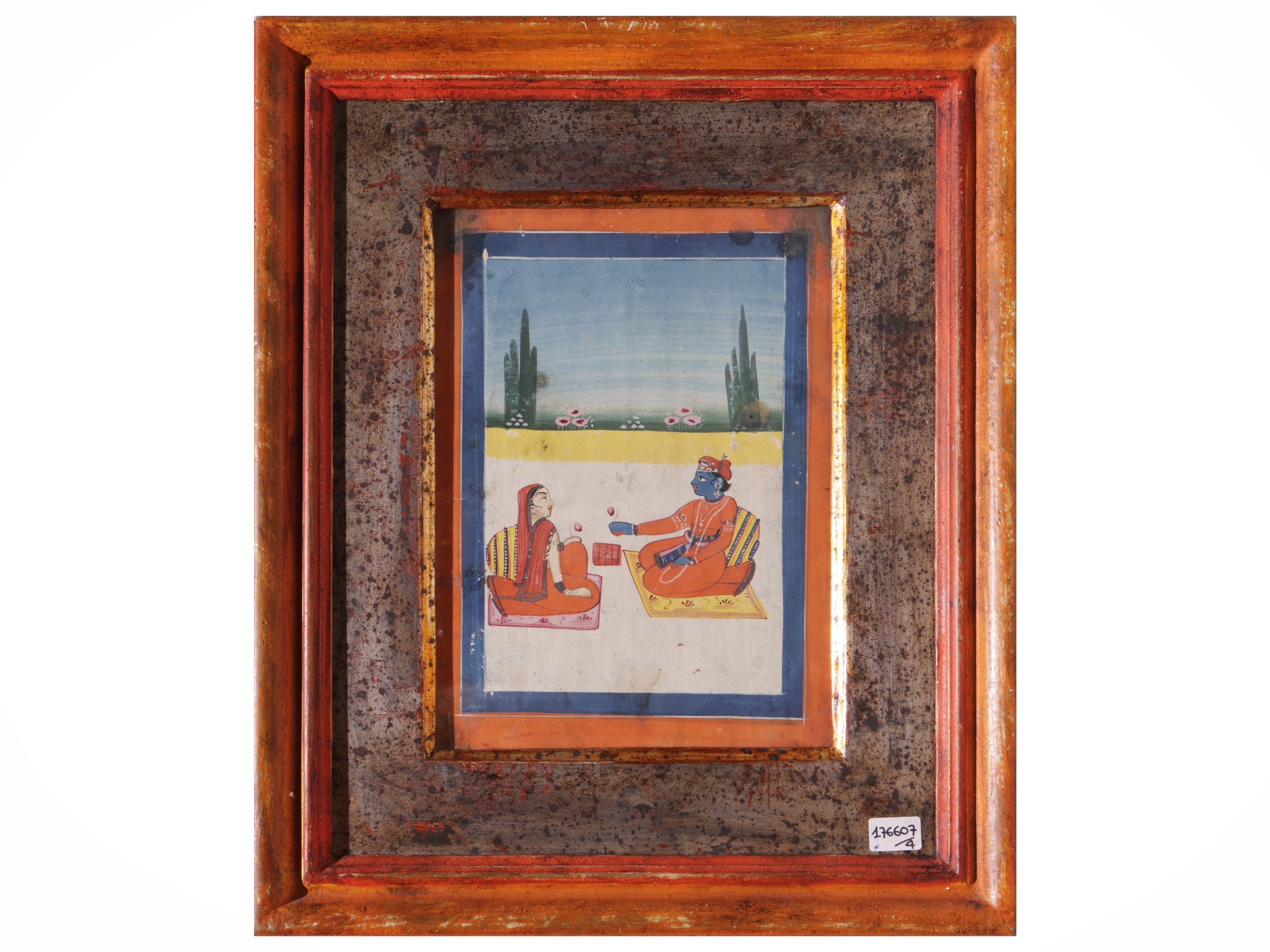 Manifattura Indiana, Serie di quattro miniature, XIX/XX secolo, tecnica mista su carta