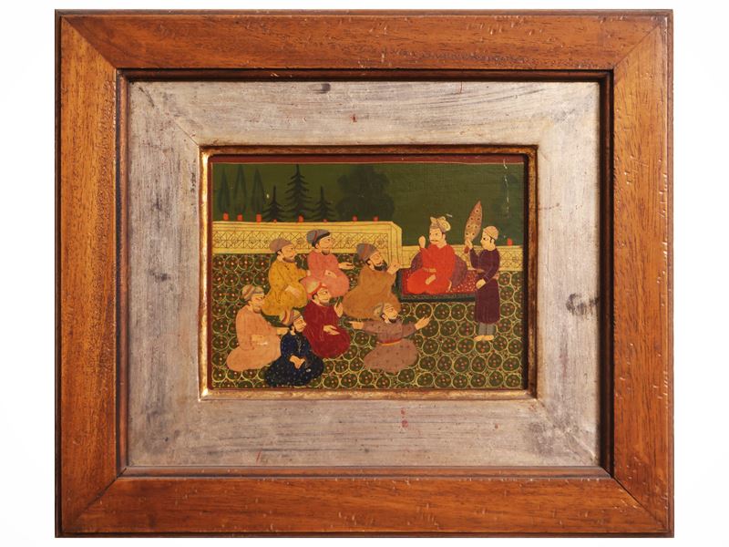 Manifattura indiana, Serie di quattro miniature in tecnica mista su carta