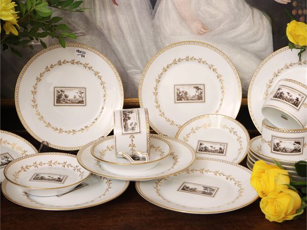 Porcelain dessert set, Fiesole decorum, Richard Ginori