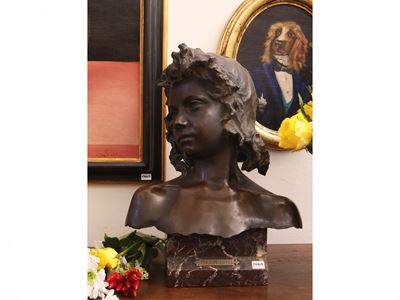 G. Colonna, Busto in bronzo raffigurante una fanciulla, datato 1992