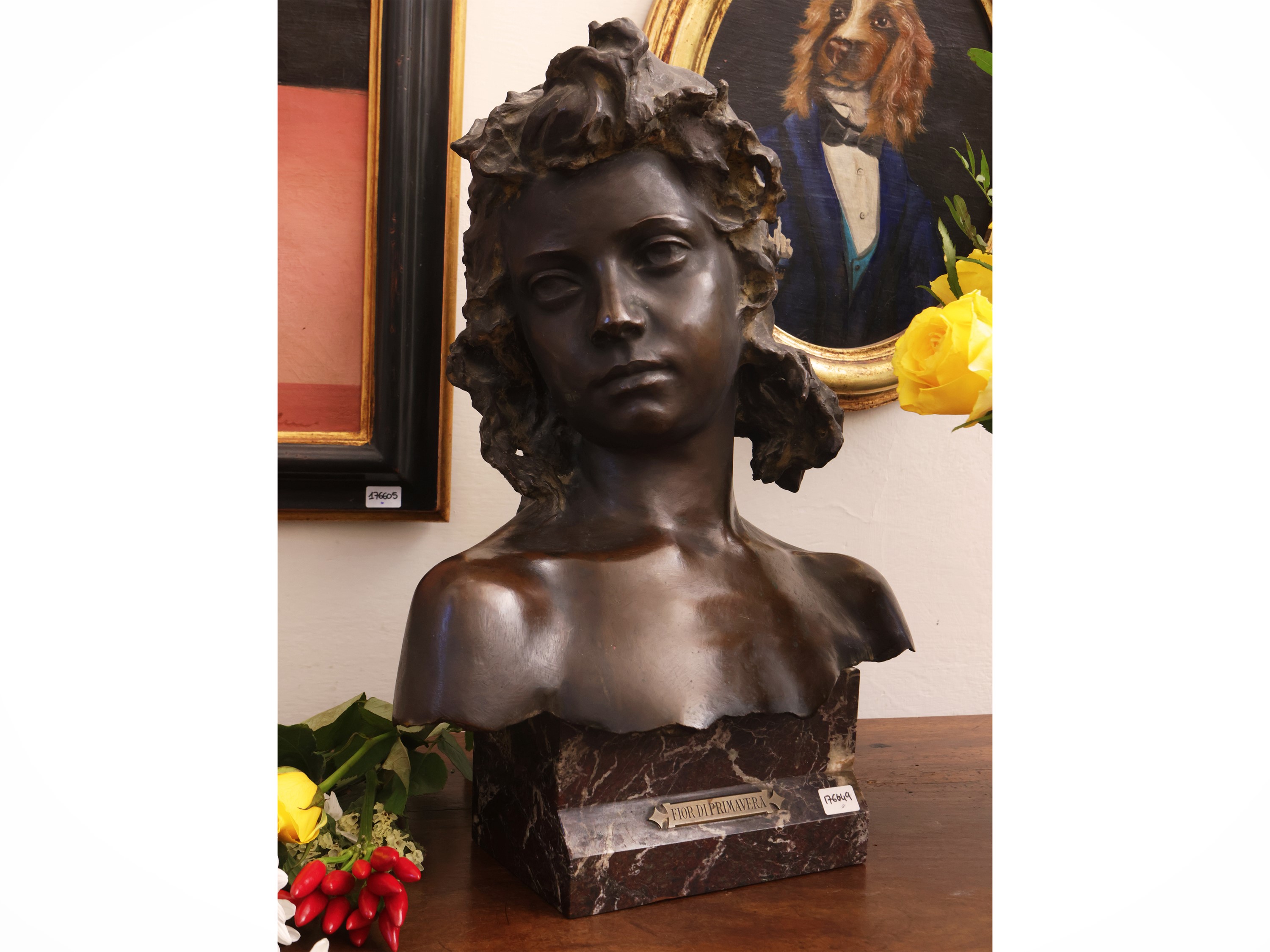 G. Colonna, Busto in bronzo raffigurante una fanciulla, datato 1992