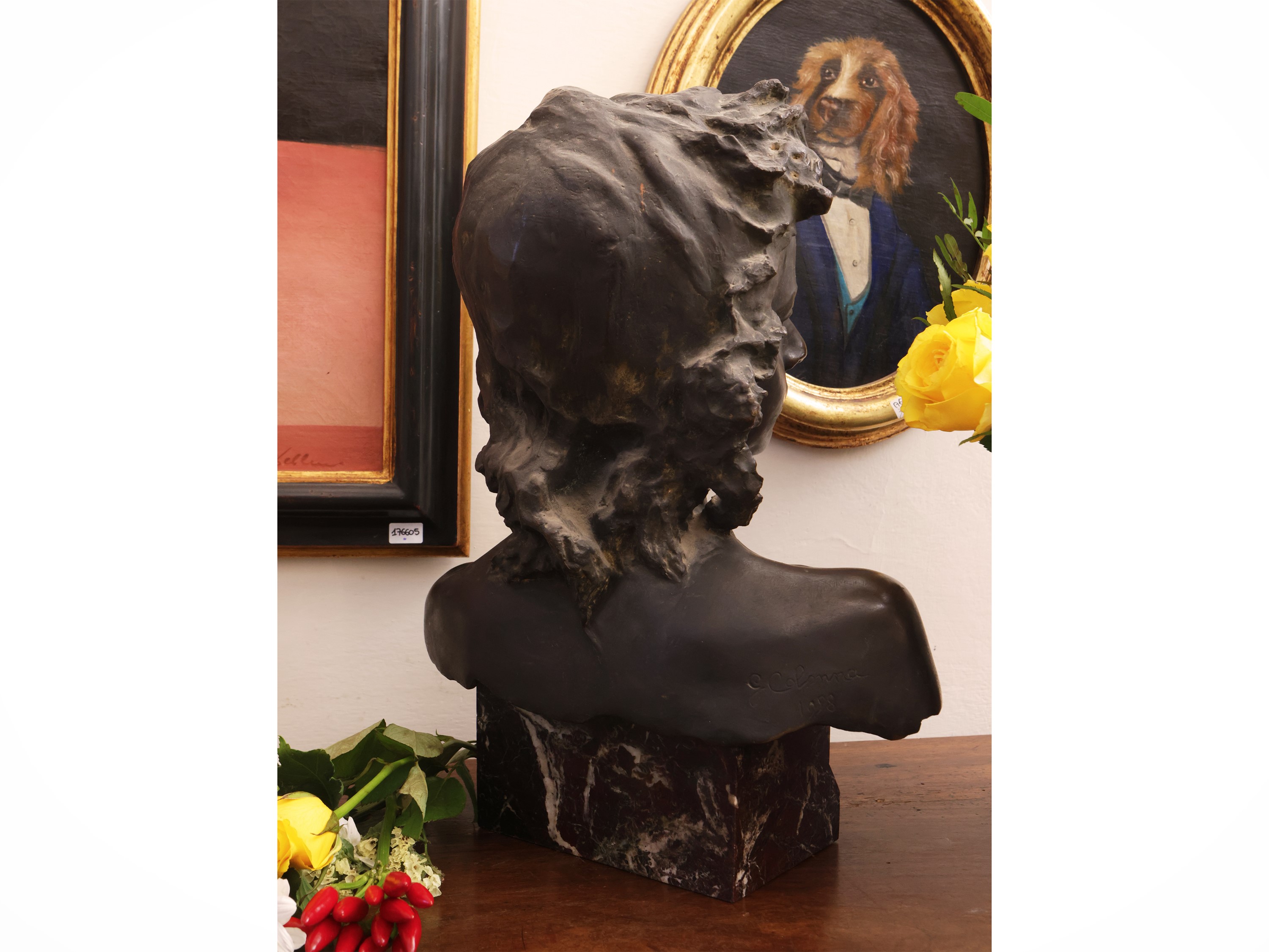 G. Colonna, Busto in bronzo raffigurante una fanciulla, datato 1992