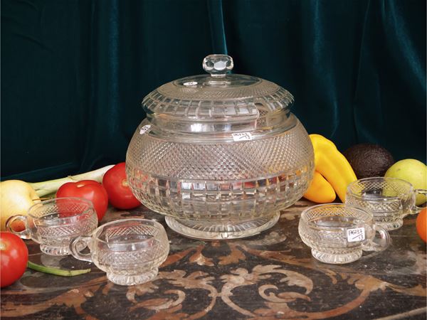 Punch or fruit salad set in cut crystal