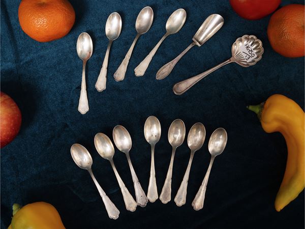 Series of 11 silver coffee teaspoons  - Auction A country house near Crema: a collection of 19th century paintings - Maison Bibelot - Casa d'Aste Firenze - Milano