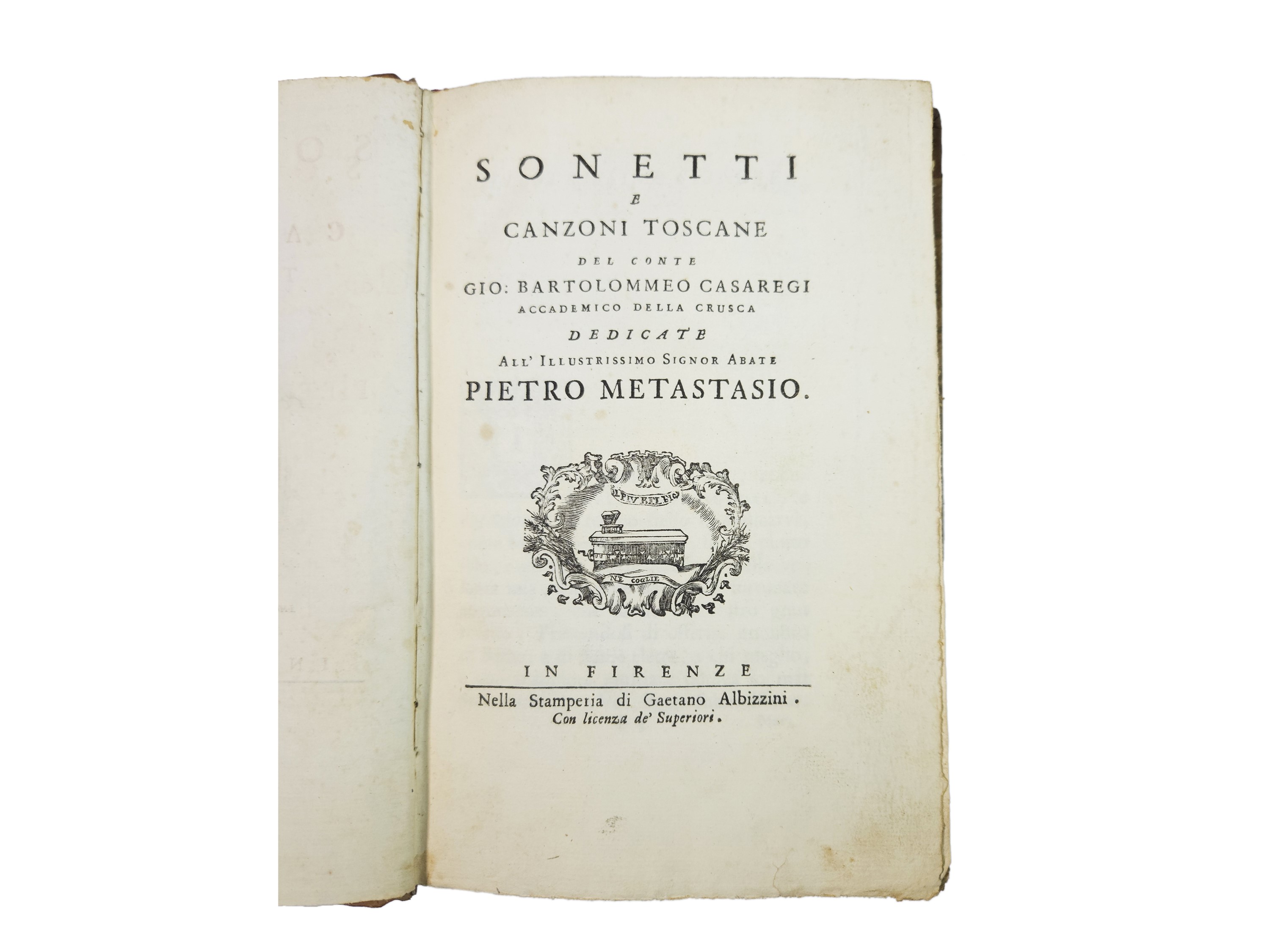 Sonetti e Canzoni Toscane del Conte Gio: Bartolommeo Casaregi