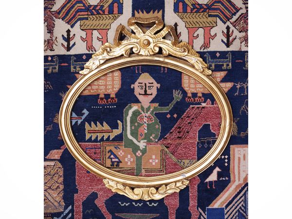 Three carved, golden and lacquered wooden frames