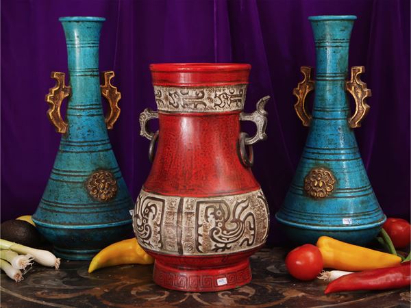 Pair of ceramic vases, Zaccagnini Florence