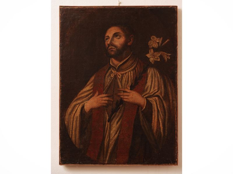 Scuola Italiana, XVIII/XIX Secolo - Scuola italiana, San Luigi Gonzaga, olio su tela