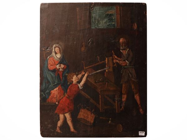 Scuola francese del XVIII/XIX secolo - Joseph with the Child Jesus and Mary in his carpenter shop