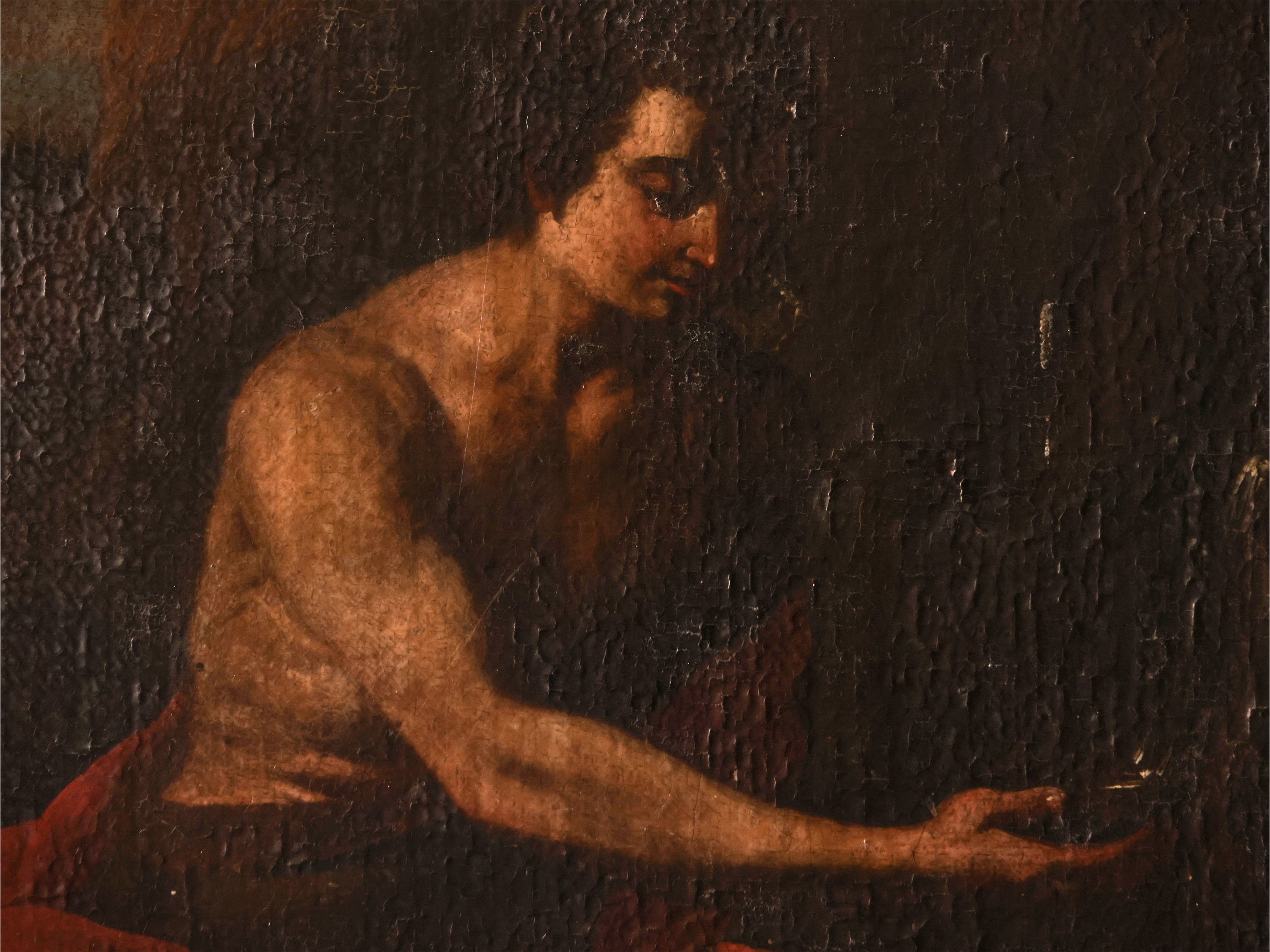 Scuola Romana del XVII Secolo - San Giovanni Battista, olio su tela