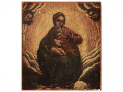 Madonna con Bambino in gloria, olio su tela