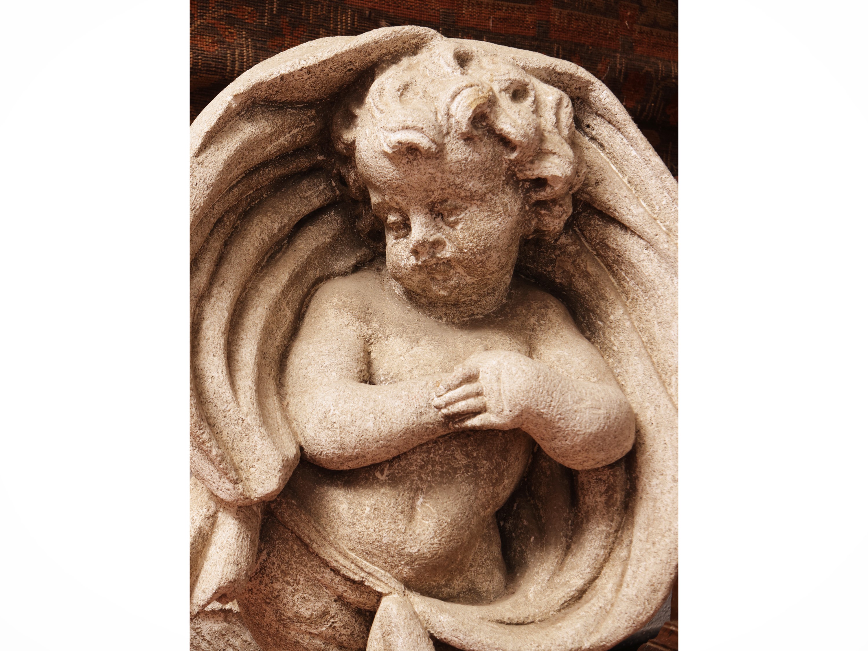 Scultore anonimo, Allegoria dell'inverno, scultura da giardino in materiale composito