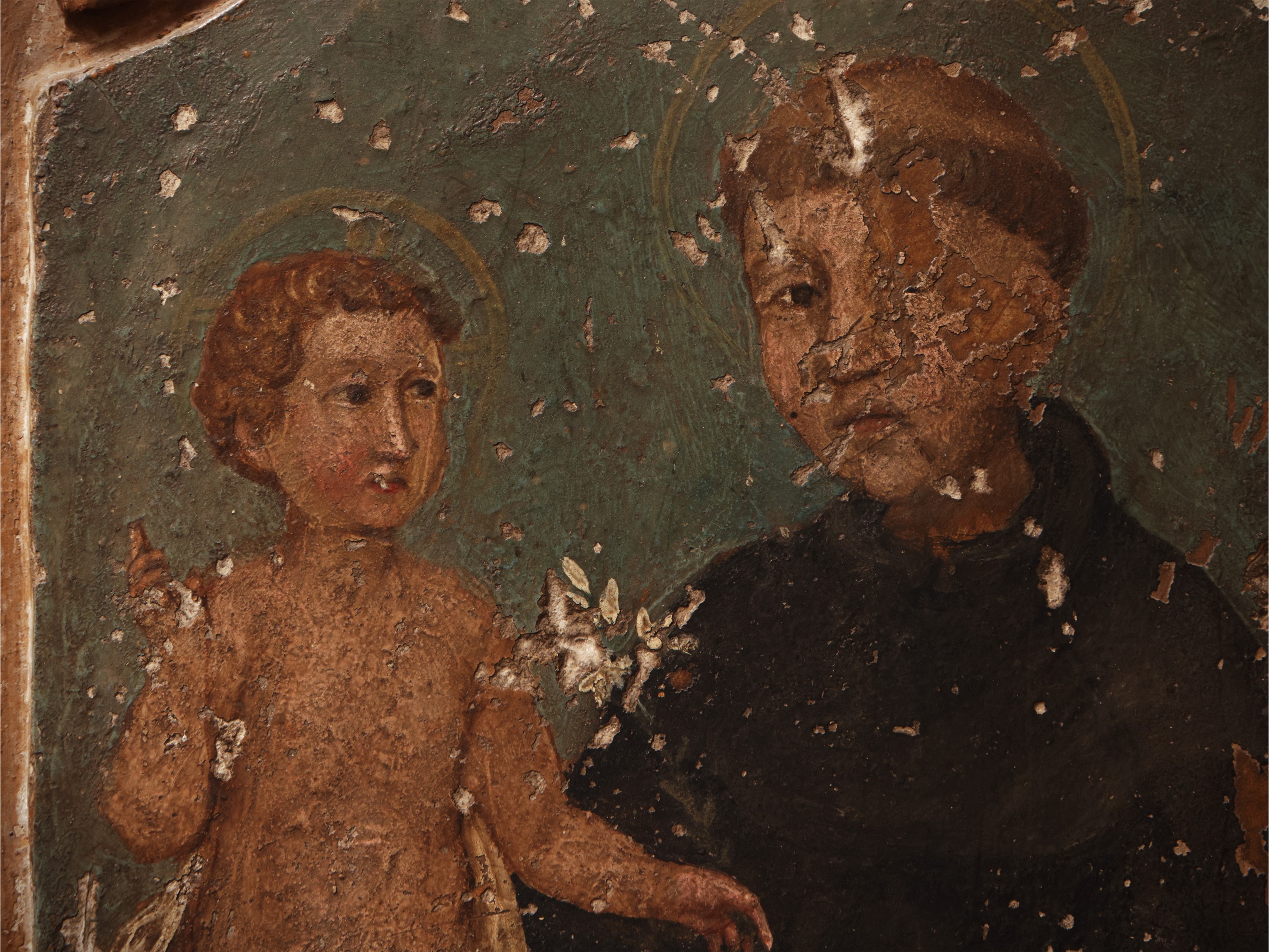 Sant'Antonio da Padova, placca in alabastro dipinta