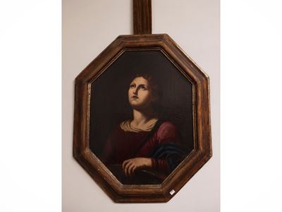 Santa martire (Lucia?), olio su tela ottagonale