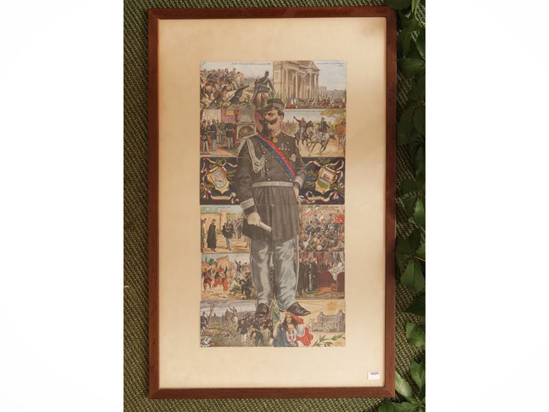 Serie di dodici cartoline storiche raffiguranti Vittorio Emanuele II, inizio del XX secolo