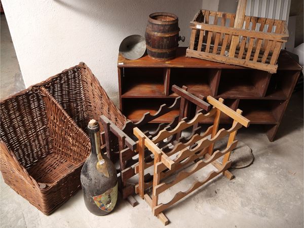 Rustic furnishing accessories from a vintage cellar