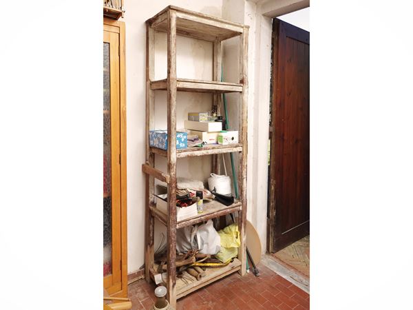 Lacquered wood shelving