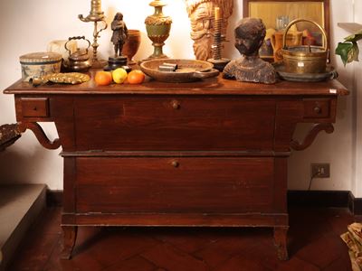 Credenza a madia rustica, legno tenero, XIX/XX secolo