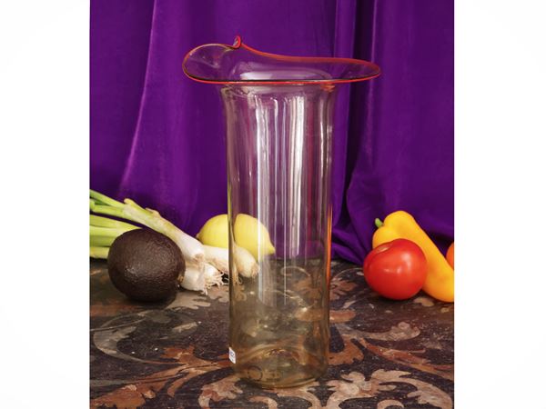 Blown glass vase, Svolazzi series, Venini