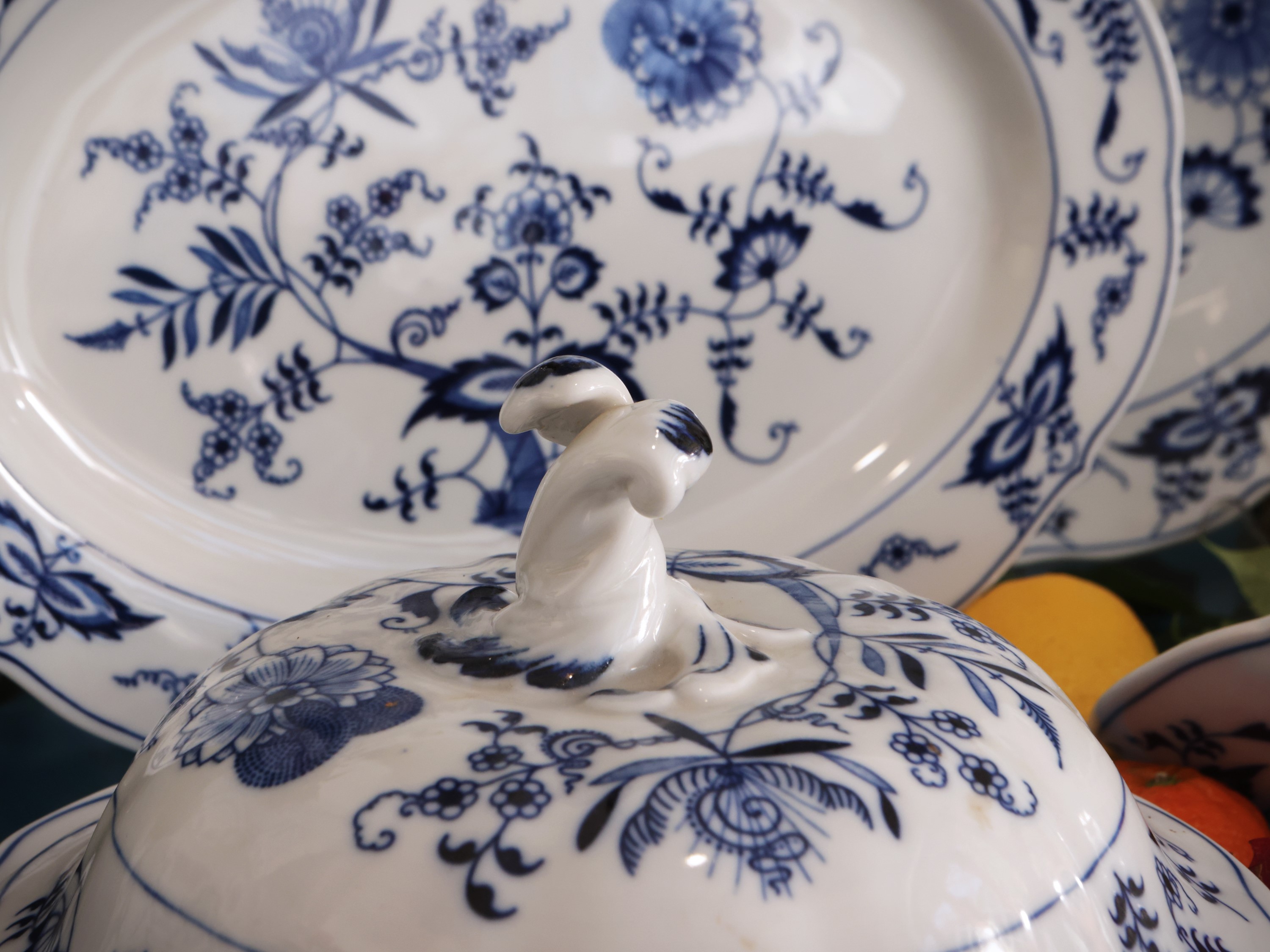 Servizio di piatti in porcellana Blu Danube, decorato con motivo del fiore di cipolla