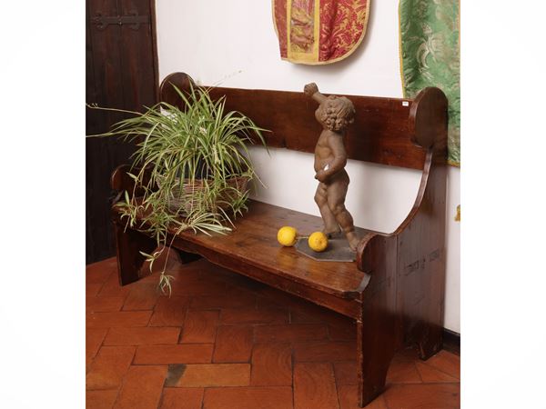 Rustic bench in soft wood