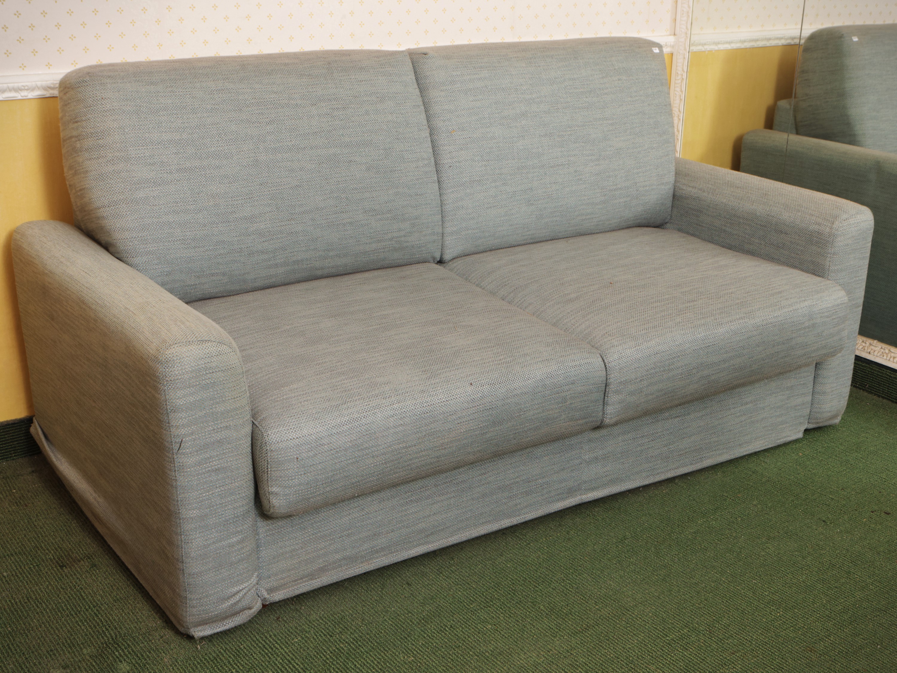 Divano letto Poltronesofà, rivestimento in tessuto azzurro, dimensioni h cm 97x194x98