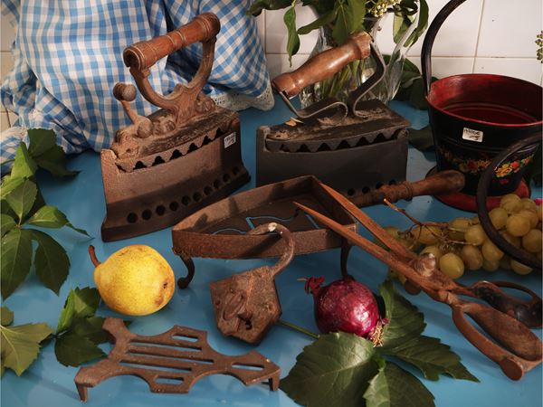 Vintage rustic accessories in various types of metal