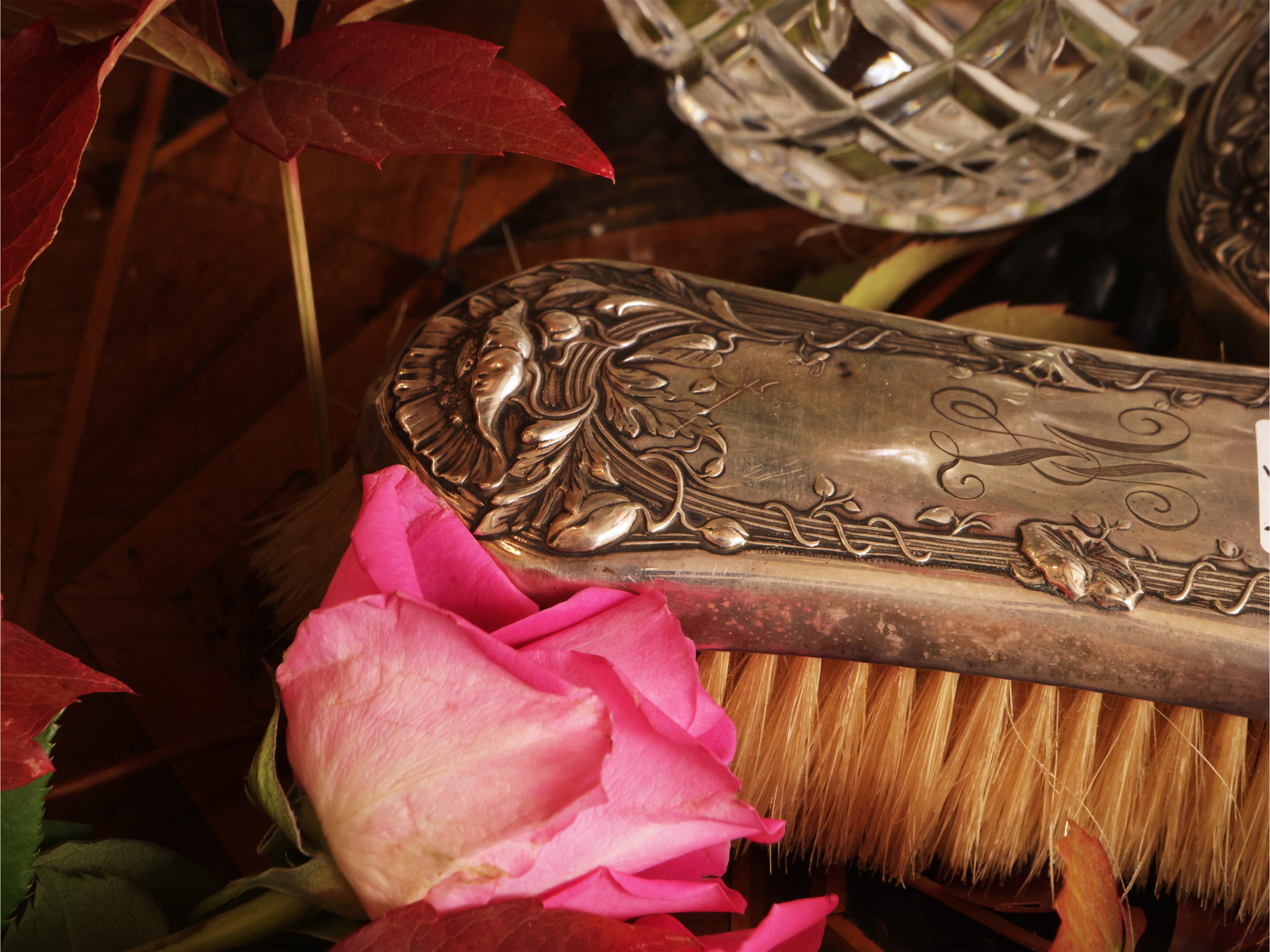 Set da toilette Art Nouveau in argento sterling 925