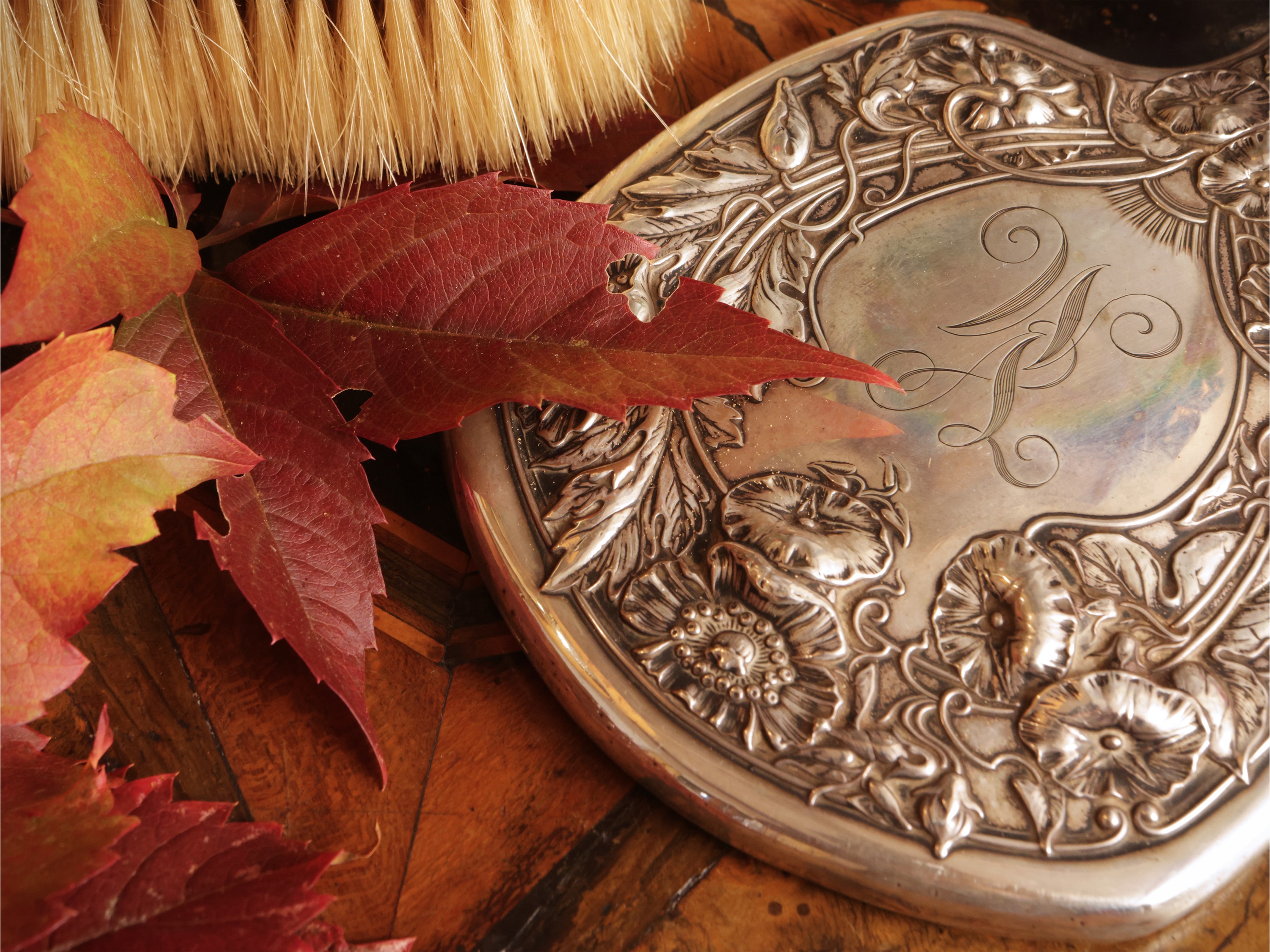 Set da toilette Art Nouveau in argento sterling 925