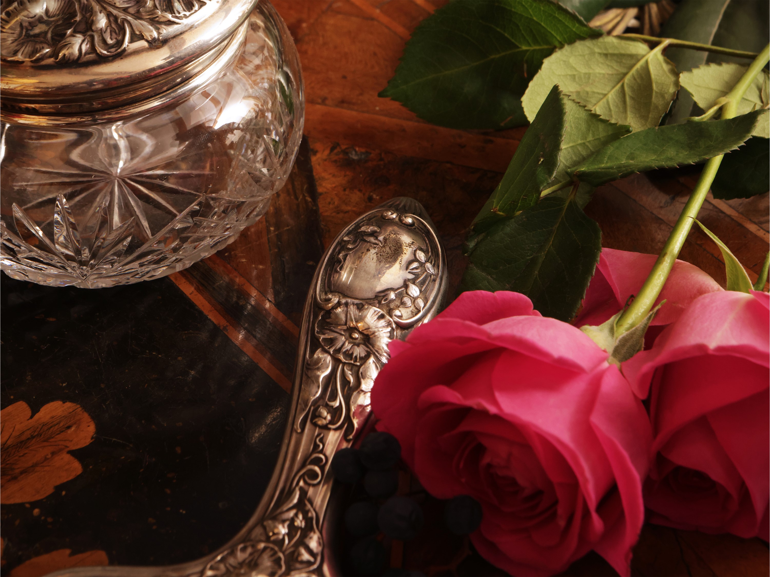 Set da toilette Art Nouveau in argento sterling 925