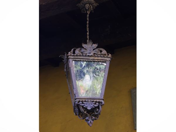 Vintage wrought iron lantern  (19th/20th century)  - Auction Florentine style: from a villa in Settignano to Maria Teresa Colonna's retreat - Maison Bibelot - Casa d'Aste Firenze - Milano