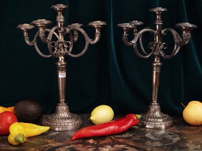 Coppia di Candelabri in Argento 925, Cassetti