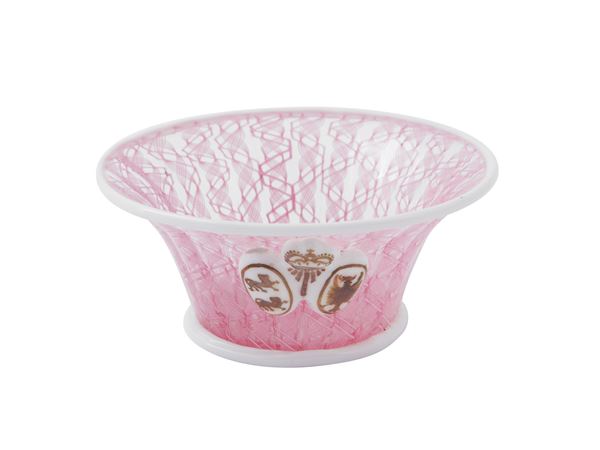 Coppa celebrativa Venini a canne zanfirico rosa