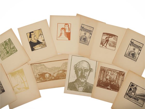 Lot of woodcuts: Diego Pettinelli and Alfredo Morini