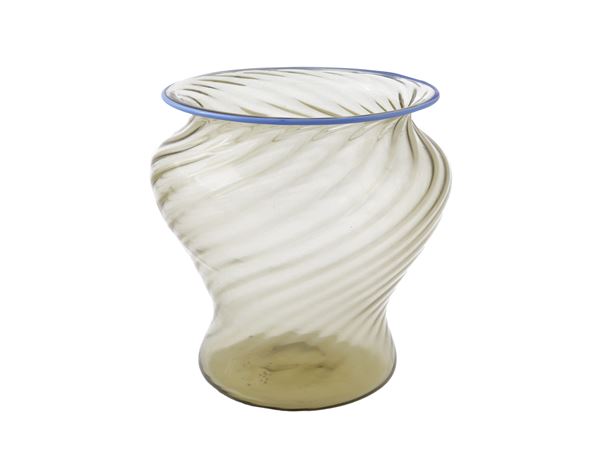 Venini vase in green transparent glass