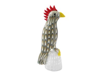 Figura di Pappagallo in Vetro a Decoro Fenicio